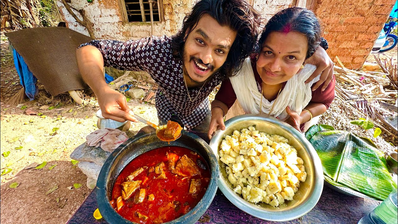 kappa and kerala style kudampuli meenkari cooking and eating with family🔥