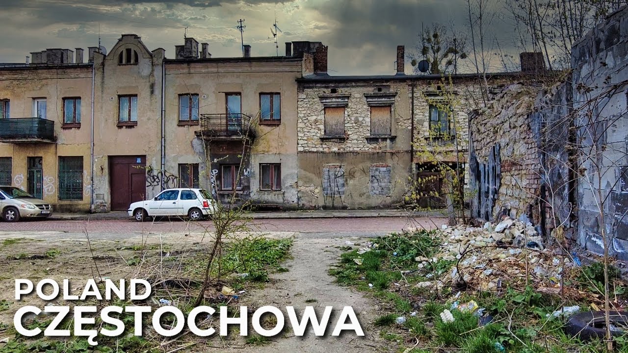 【4K】The Most Depressing District in Poland, Częstochowa, Old Town