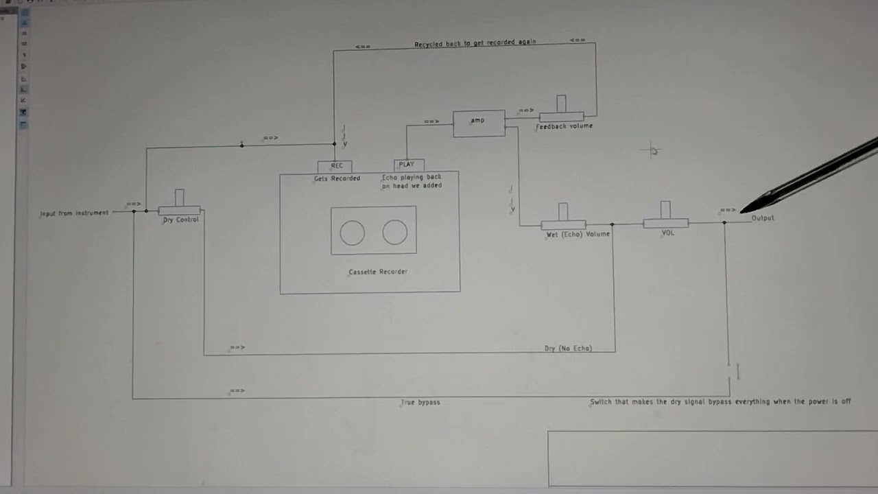 Streamlined version of the DIY cassette echo schematic