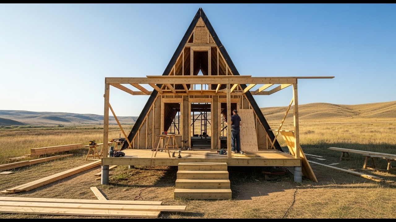 He Built an A-Frame Cabin in the Texas Mountains – Start to Finish