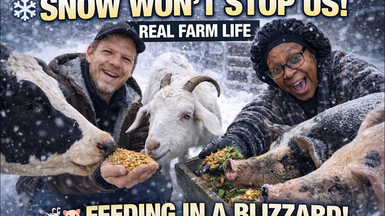 “Granny Out Here Feeding Chickens in the Snow! ❄️🐔 Real Farm Life”