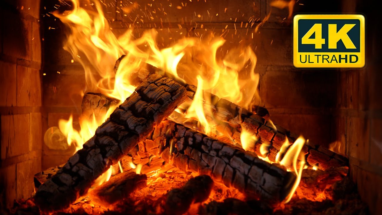 🔥 FIREPLACE (12 HOURS) Ultra HD 4K. Crackling Fireplace with Golden Flames & Burning Logs Sounds