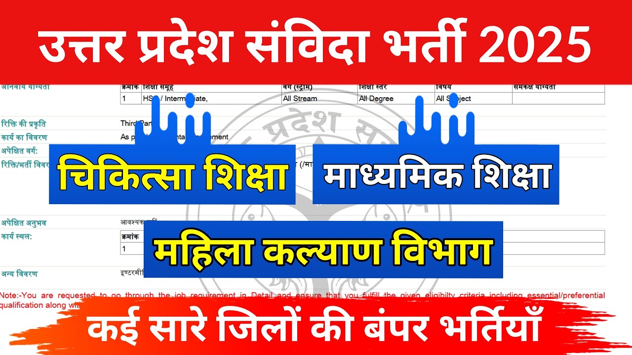 uttar pradesh samvida bharti 2025 | up new samvida bharti | up outsourcing recruitment 2025