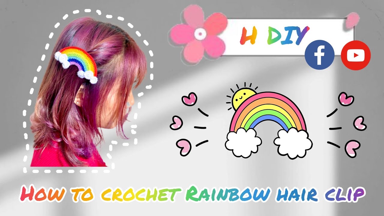 How to Crochet Easy Rainbow 🌈 Hair clip ( 1 )