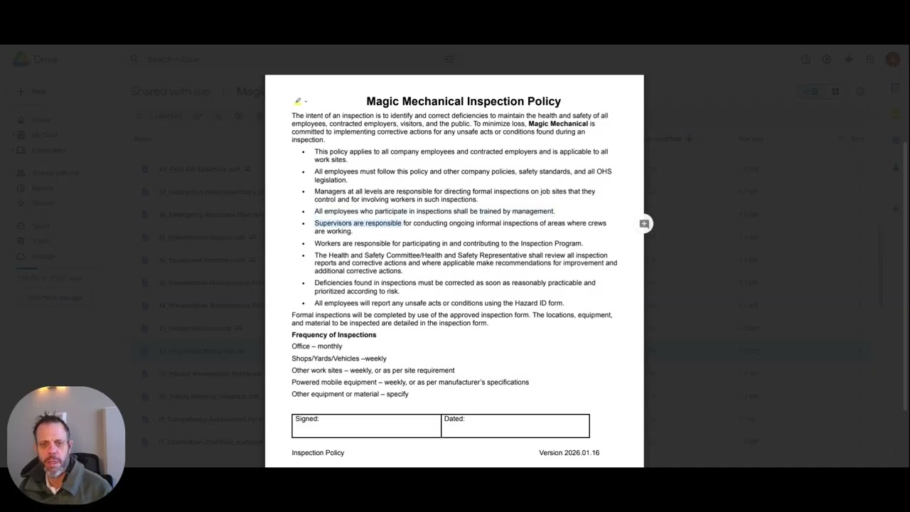 Magic Mechanical Inspection Policy Summary
