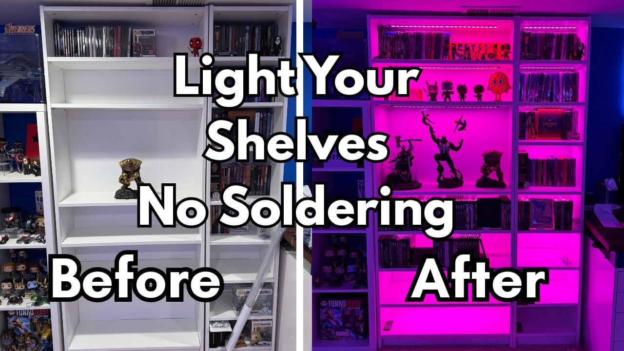 How to Add LED Lights to an IKEA Billy Bookcase (No Soldering!) | Easy DIY Display Lighting Tutorial