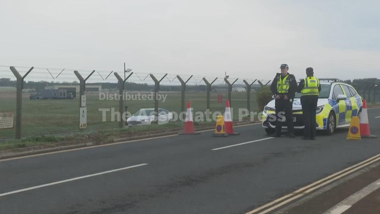 Police presence at UK-owned air base used by the United States during its war with Iran after arrest