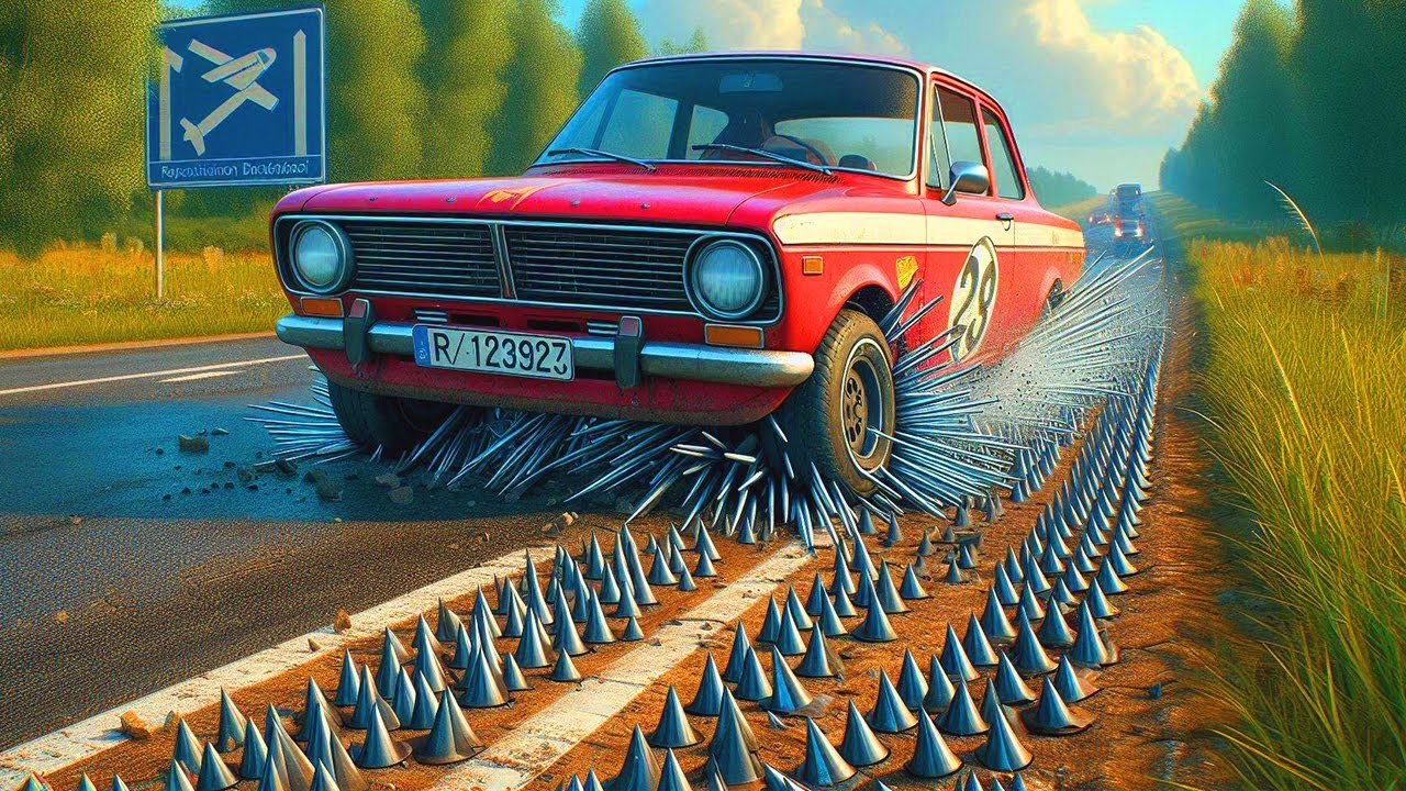 Cars vs Spikes #5 - BeamNG Drive