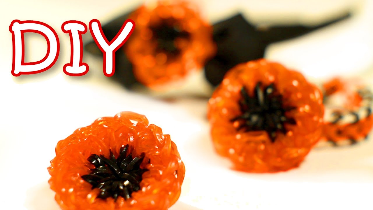 Rainbow Loom Poppy Flower Easy Charm - DIY Flower From Rubber Bands Hook Only