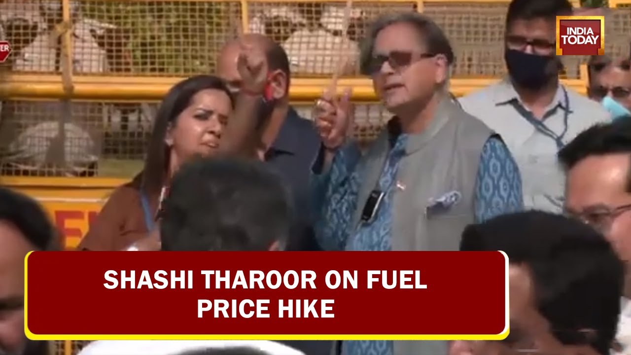 Congress Leaders Protest Fuel Price Hike At Vijay Chowk, Shashi Tharoor & Others Speaks On The Issue