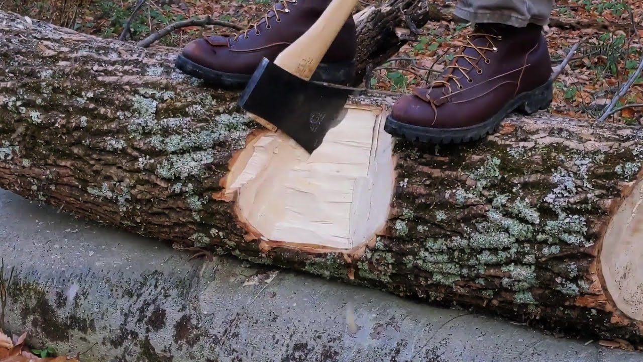 Chopping Big Wood into Sections (Bucking with Arvika Axe)