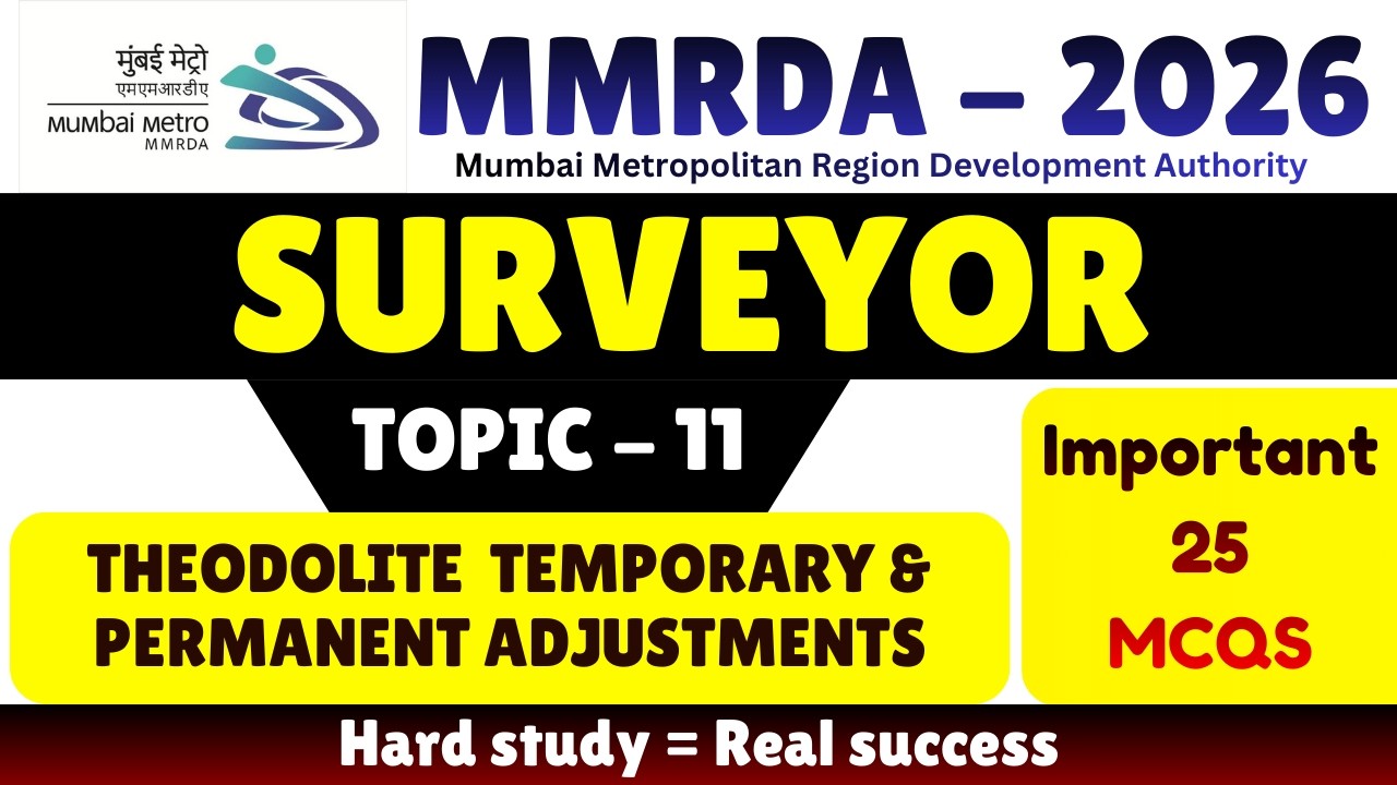 Theodolite Adjustments MCQS | MMRDA 2026 Surveyor | MMRDA 2026 Surveyor PDF Notes | MMRDA Surveyor