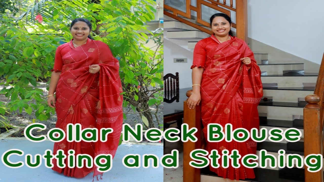Shawl Collar for Saree Blouse/Shawl Collar Cutting And Stitching/Collar Neck Blouse Cutting