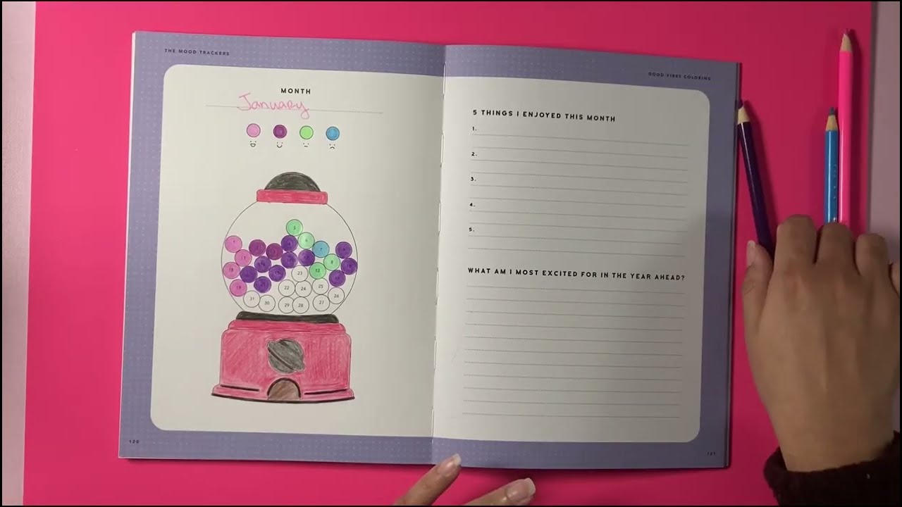Week 4 Mood Tracker ASMR January 2026 💖 whispered, page sounds, coloring, tapping, scraping 