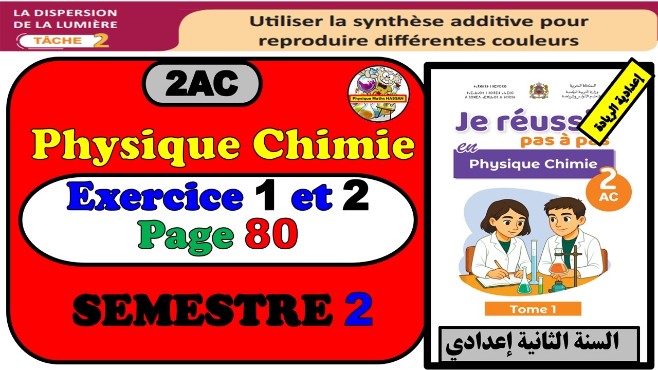 🧾Exercice 1 et 2 page 80✏️Tâche 2🧾La dispersion de la lumière🔷Livret de l'élève✏️Physique Chimie🔷2AC