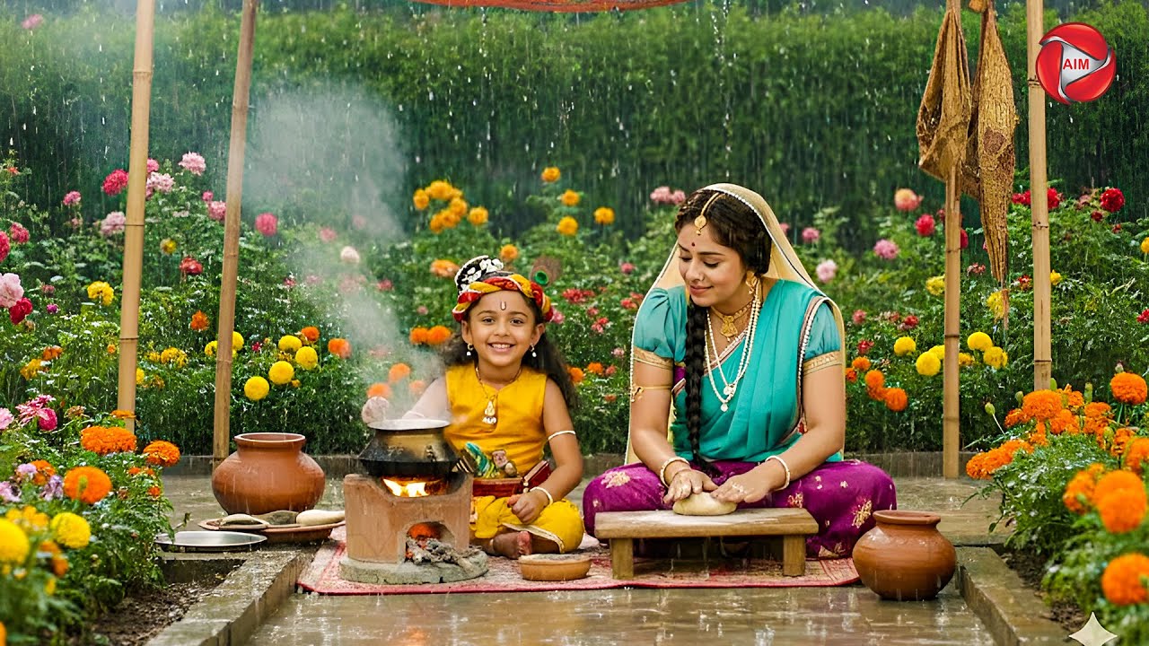 भोजन बनाते समय आई कान्हा और मईया पर तेज बारिश | यशोमती मईया के नंदलाला | Shree Krishan leela