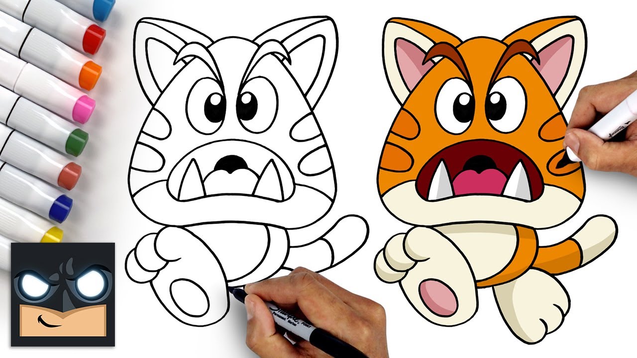 How To Draw GOOMBA CAT | Super Mario