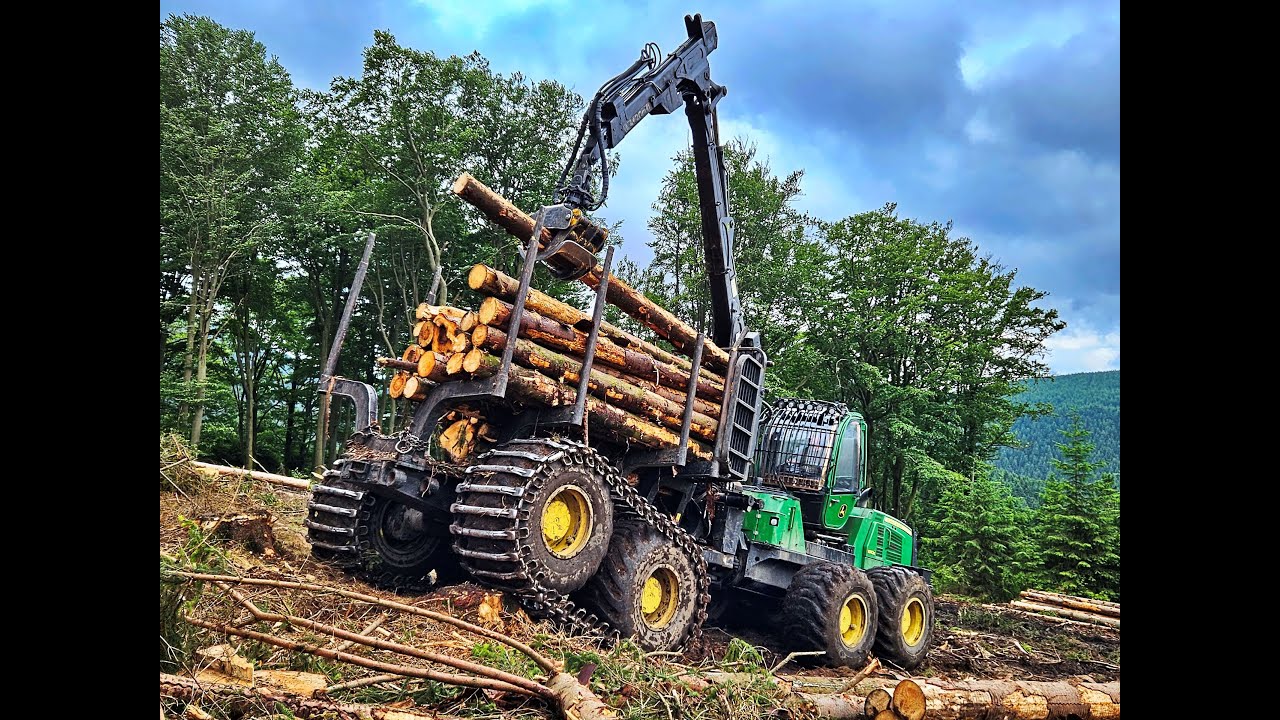 🌲 BIG DEERE • John Deere 1910E • Forwarder in Action • LFT GmbH • Forestwork • loading • Bigger🌲
