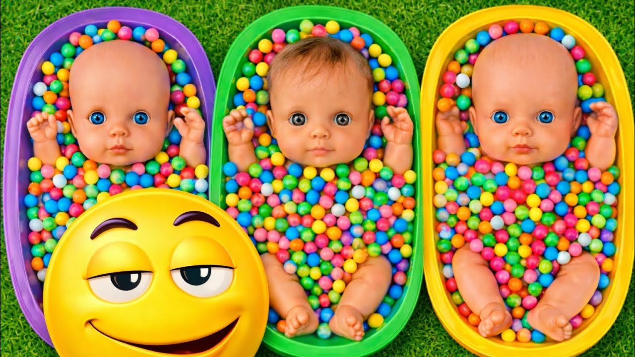 Full of 3 Rainbow Bathtubs With M&M’s & Magic Slime Cutting 8