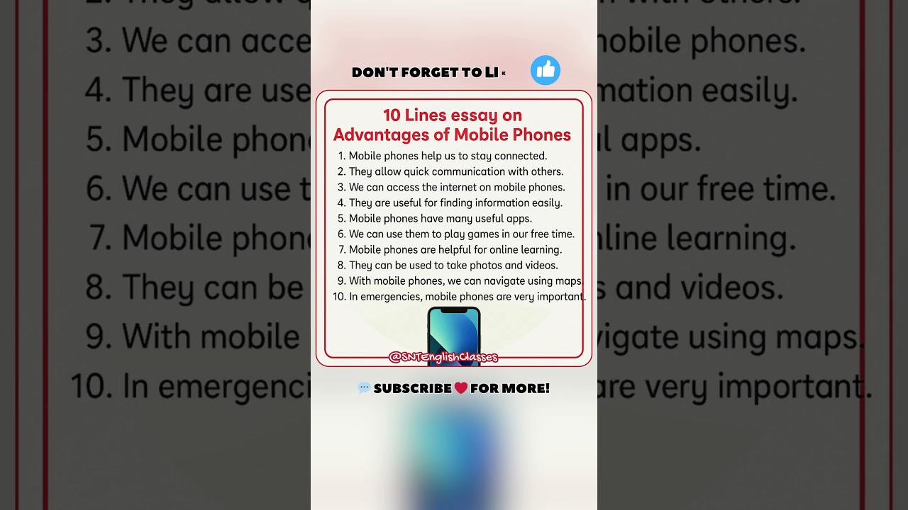 10 Lines Essay On Advantages Of Mobile Phones | Advantages Of Mobile Phones Essay