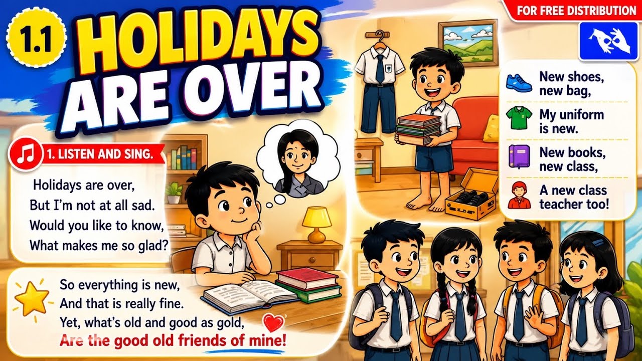 Holidays Are Over Poem | Grade 2 English Medium | Maharashtra Board & CBSE | English Rhymes For Kids