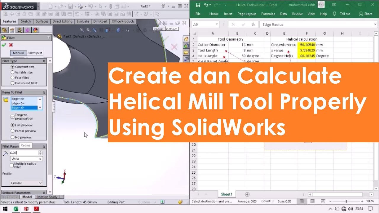 (4e+) Make Helical Milling Tool using SolidWorks