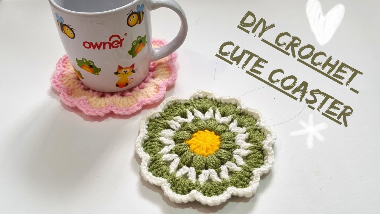 Easy and Cute Daisy Flower Crochet Coaster _ Tutorial crochet for absolute beginners