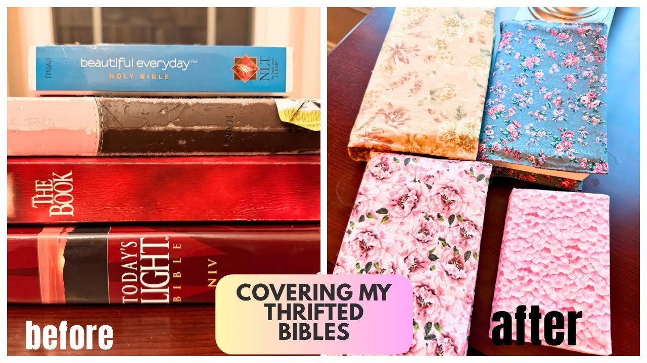 I covered four Bibles that I Thrifted! #Bible #thrifting  #diy 