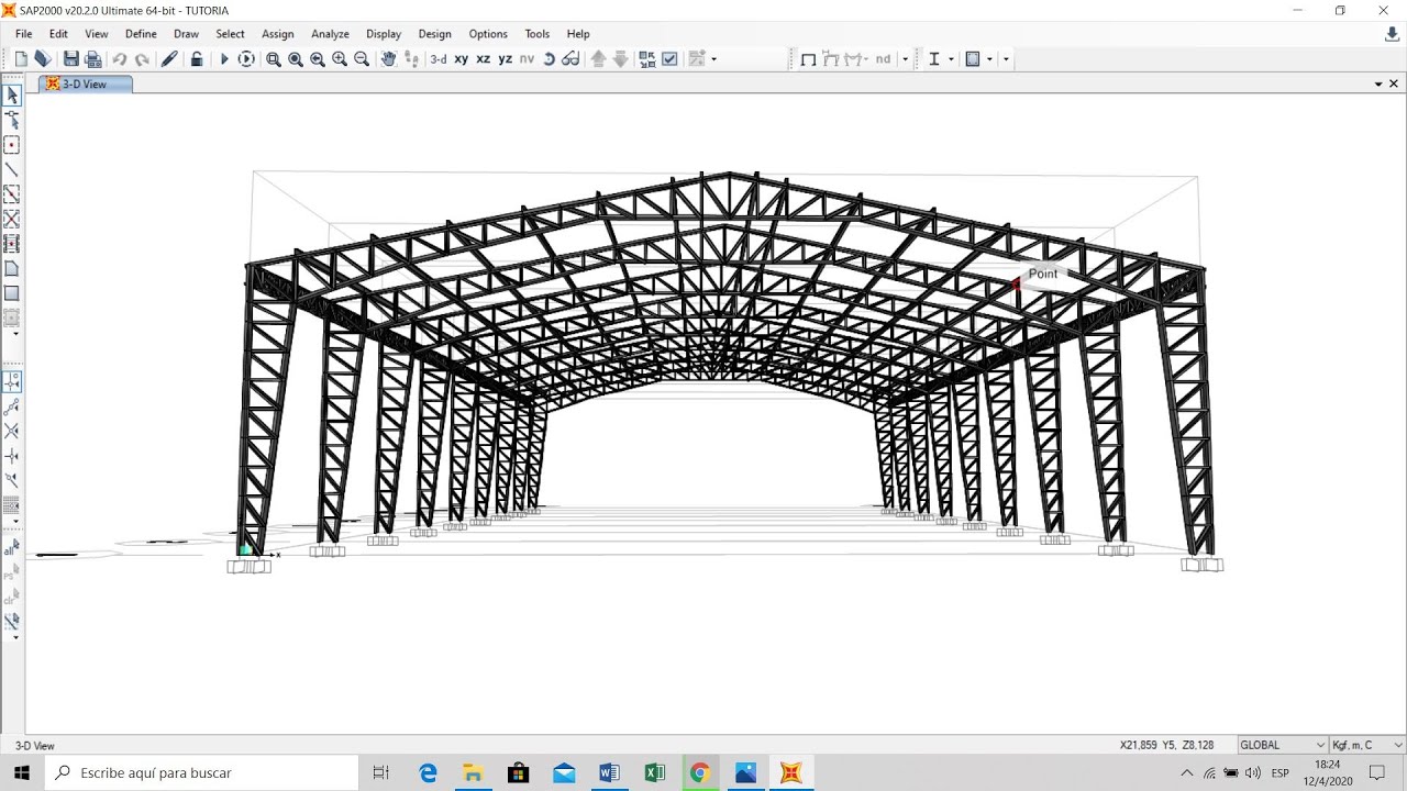 GALPON tipo CERCHA en SAP2000 (tutorial paso a paso) 👷