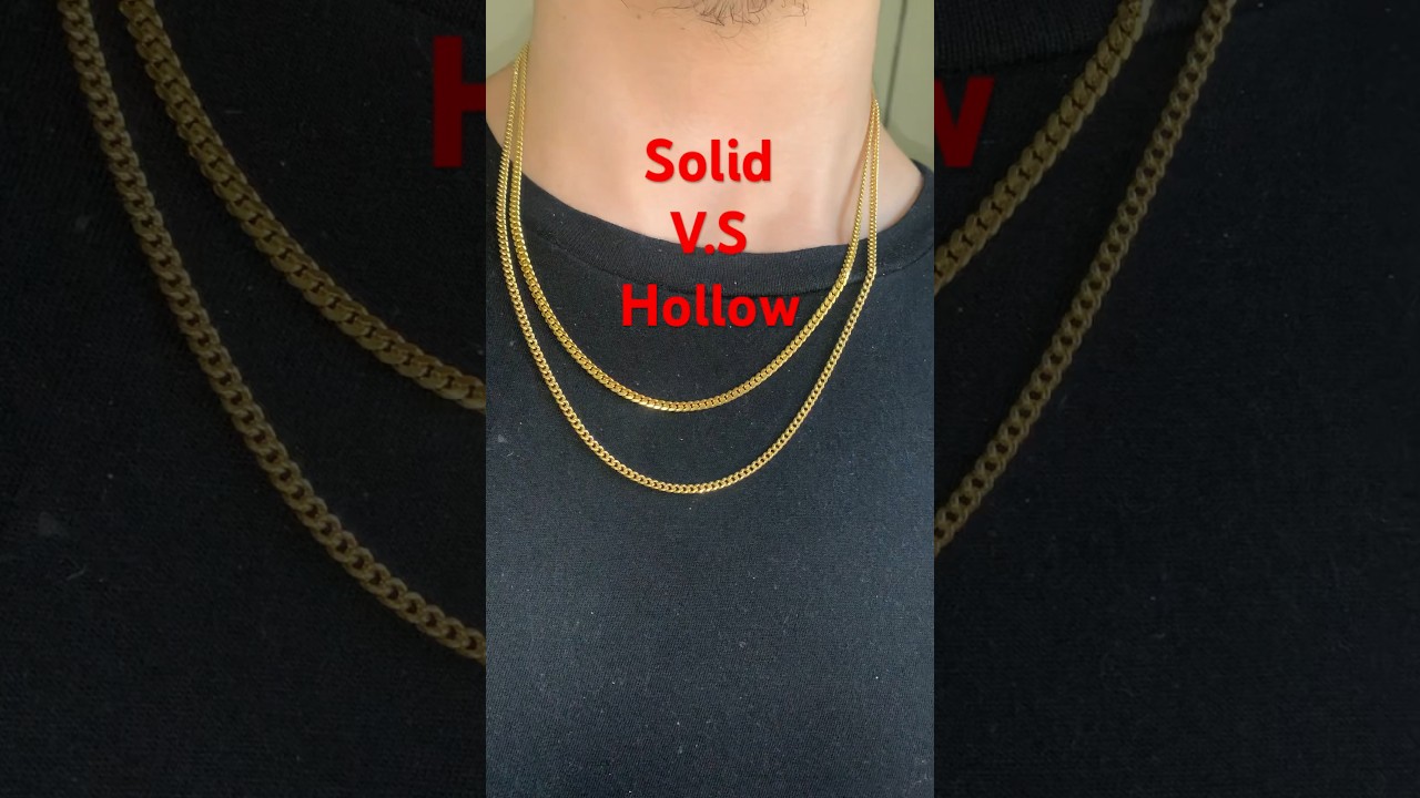 Сравнение цельных и полых кубинских цепей Miami Cuban Link🔥14 карат 3 мм #золото #ювелирныеиздели...