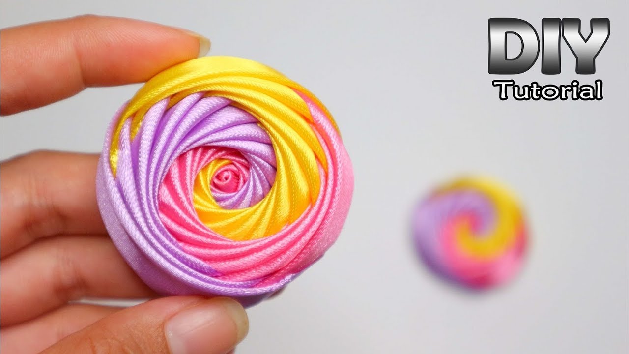DIY - How to make Rolled Rose from Satin Ribbon | Cara membuat Mawar | Tutorial | Easy Beginners