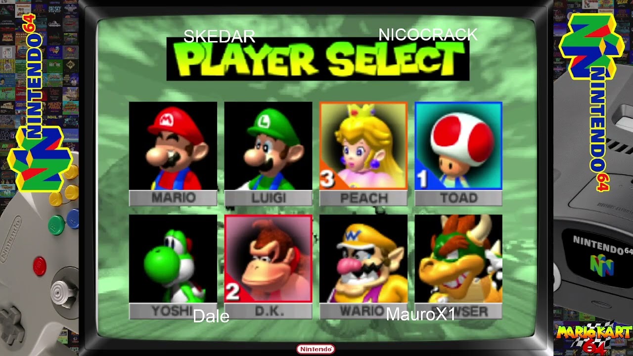 Mario Kart 64 PARTIDA ONLINE | SKEDAR vs NICOCRACK vs Dale vs MauroX1