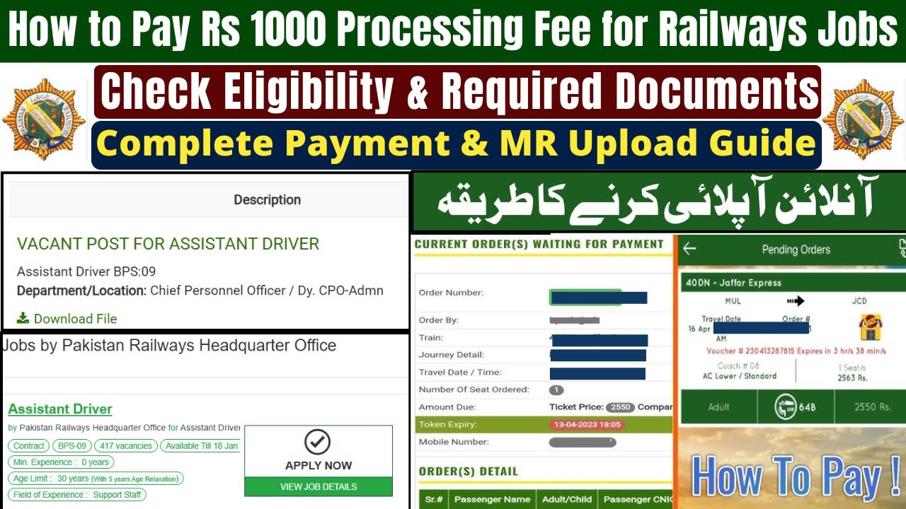 Pakistan Railways Jobs 2026 Online Apply | Rs 1000 Processing Fee Explained | How & Where to Pay