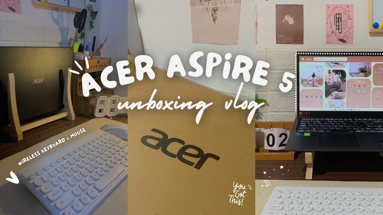 aesthetic laptop unboxing 💻 acer aspire 5 + freebies || 2023