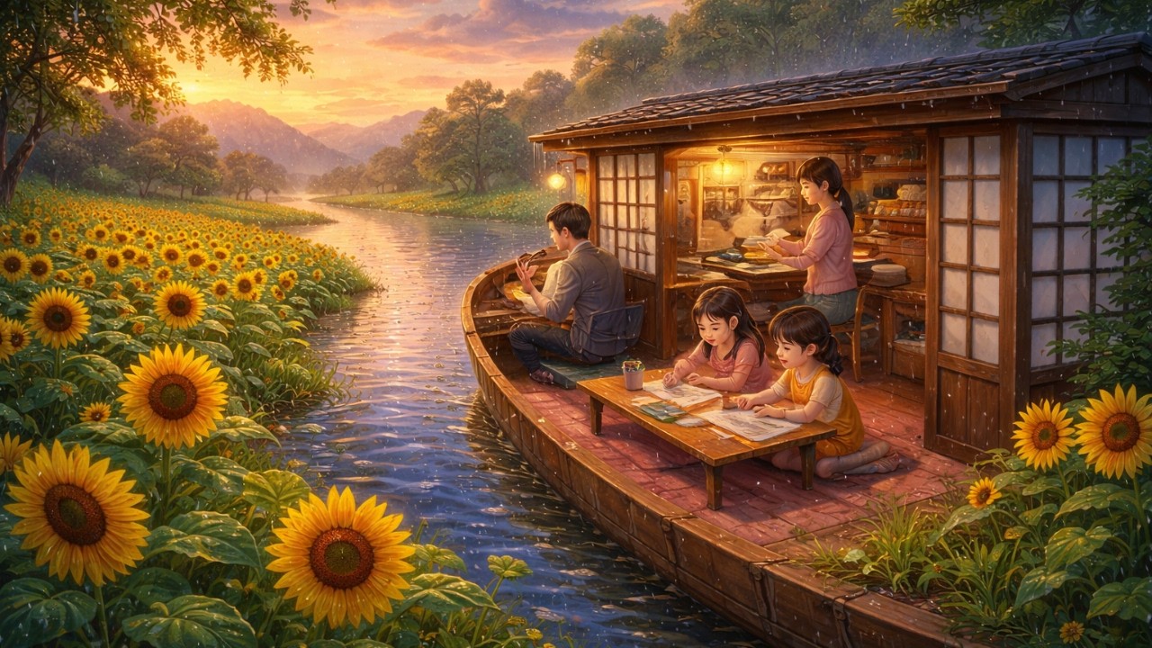 Sunflowers After the Rain  Ghibli-Style Summer Calm