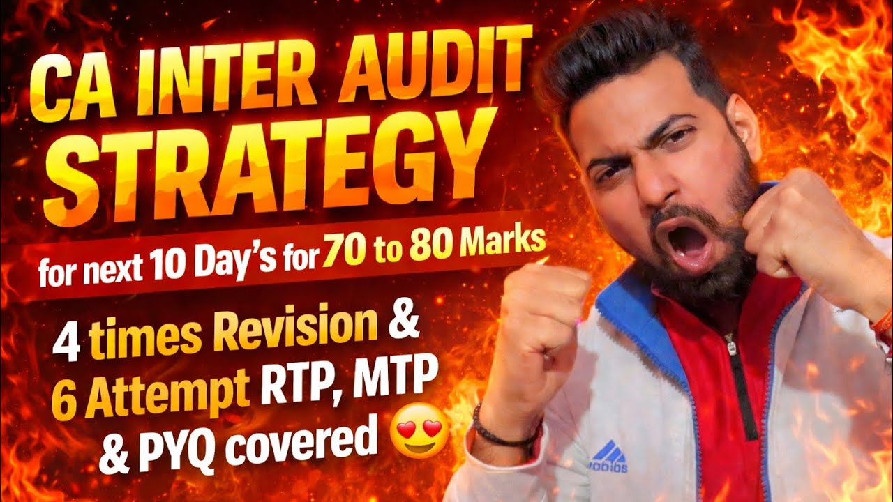 CA Inter Audit 10 Days Strategy, Jan 2026🔥|Score 70–80 Marks😍| 4 Times Revision + 6 Attempt PYQ MTP 