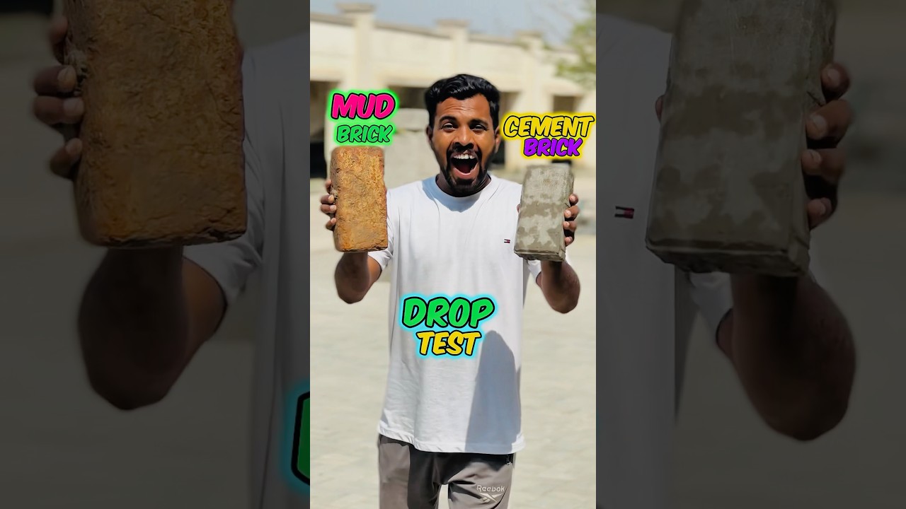 Cement Brick🧱Vs Mud Brick🧱DROP TEST??🤷&zwj;♂️#shorts