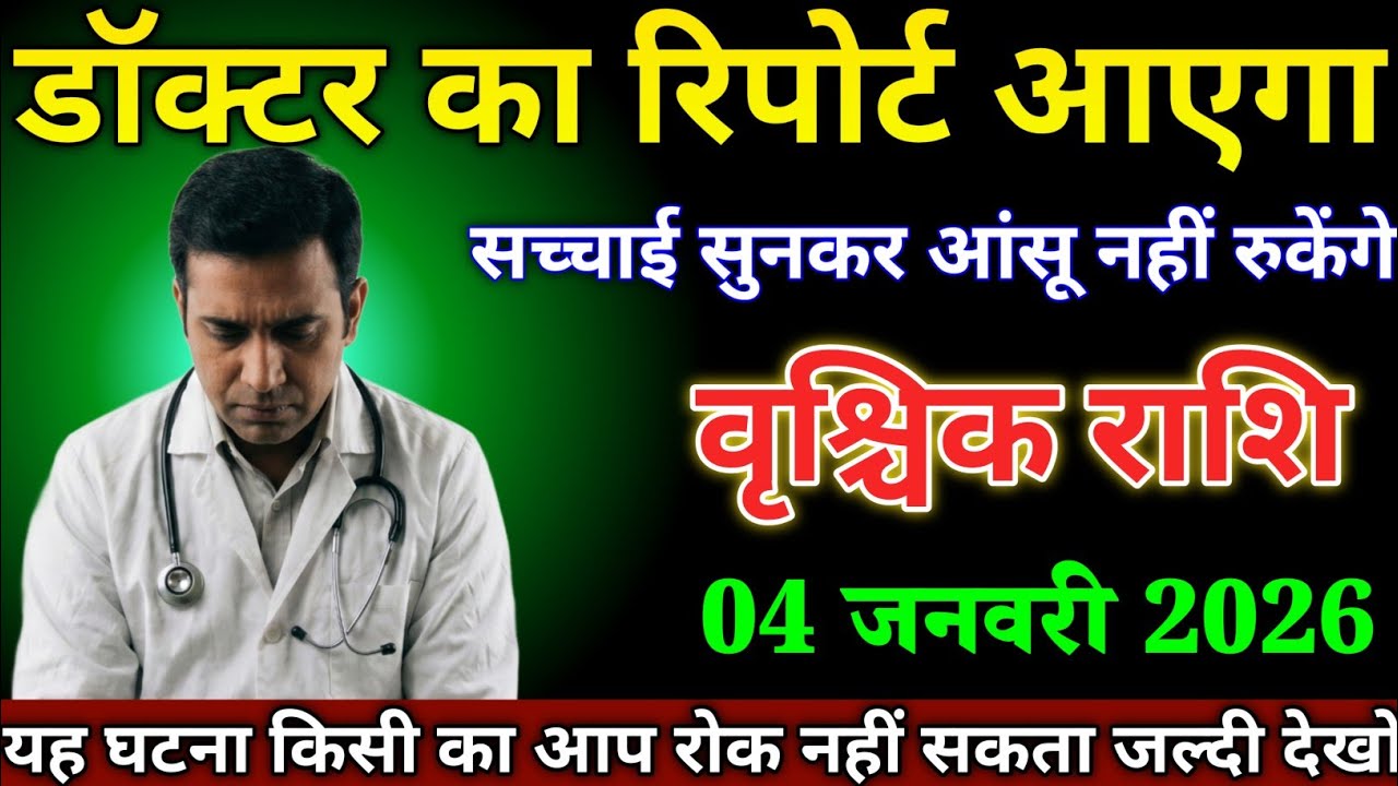 वृश्चिक राशि वालों 04 जनवरी डॉक्टर का रिपोर्ट आएगा सच्चाई सुनकर आंसु नहीं रुकेंगे। Vrishchik Rashi 