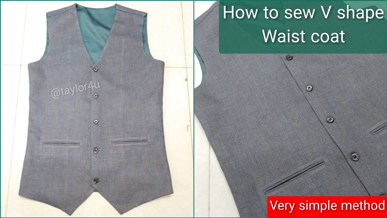 How to sew half coat | Waist coat | Easy way to sew V neck waist coat
