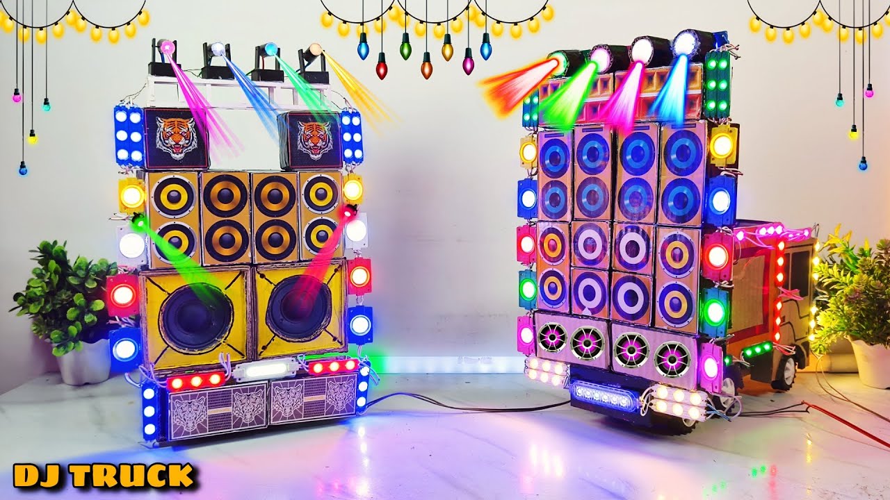 Mini Dj Truck Setup Loading at-home by Cardboard Making Dj truck | Mini Dj Setup | dj wala cartoon