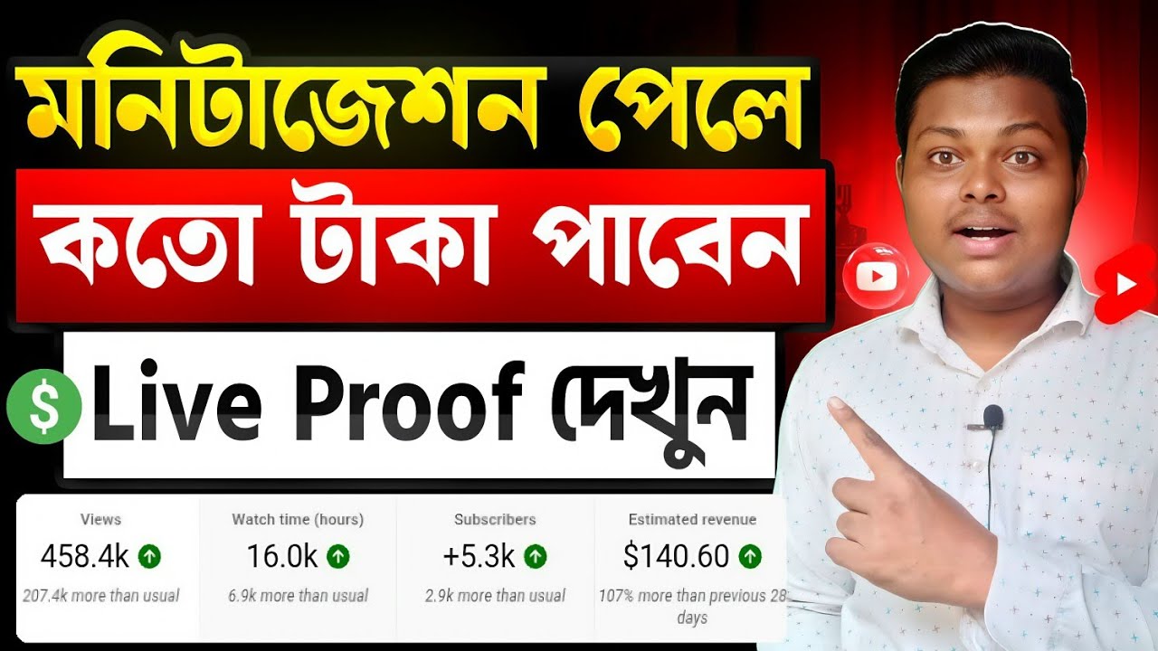 ইউটিউব মনিটাইজেশন পেলে কেমন ইনকাম হয়❓YouTube Income Details | YouTube Monetization Income