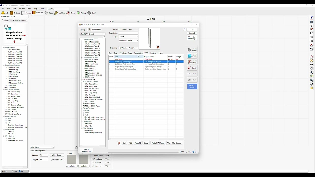 Adding Closet Parts to Bid Sheet - Mozaik Software Tutorials
