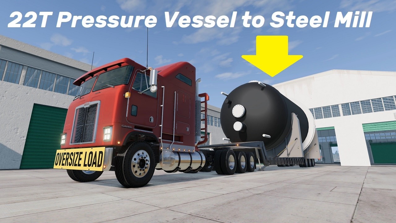 BeamNG.drive (Mod) Freeroam: West Coast, USA - 22T Pressure Vessel to Steel Mill