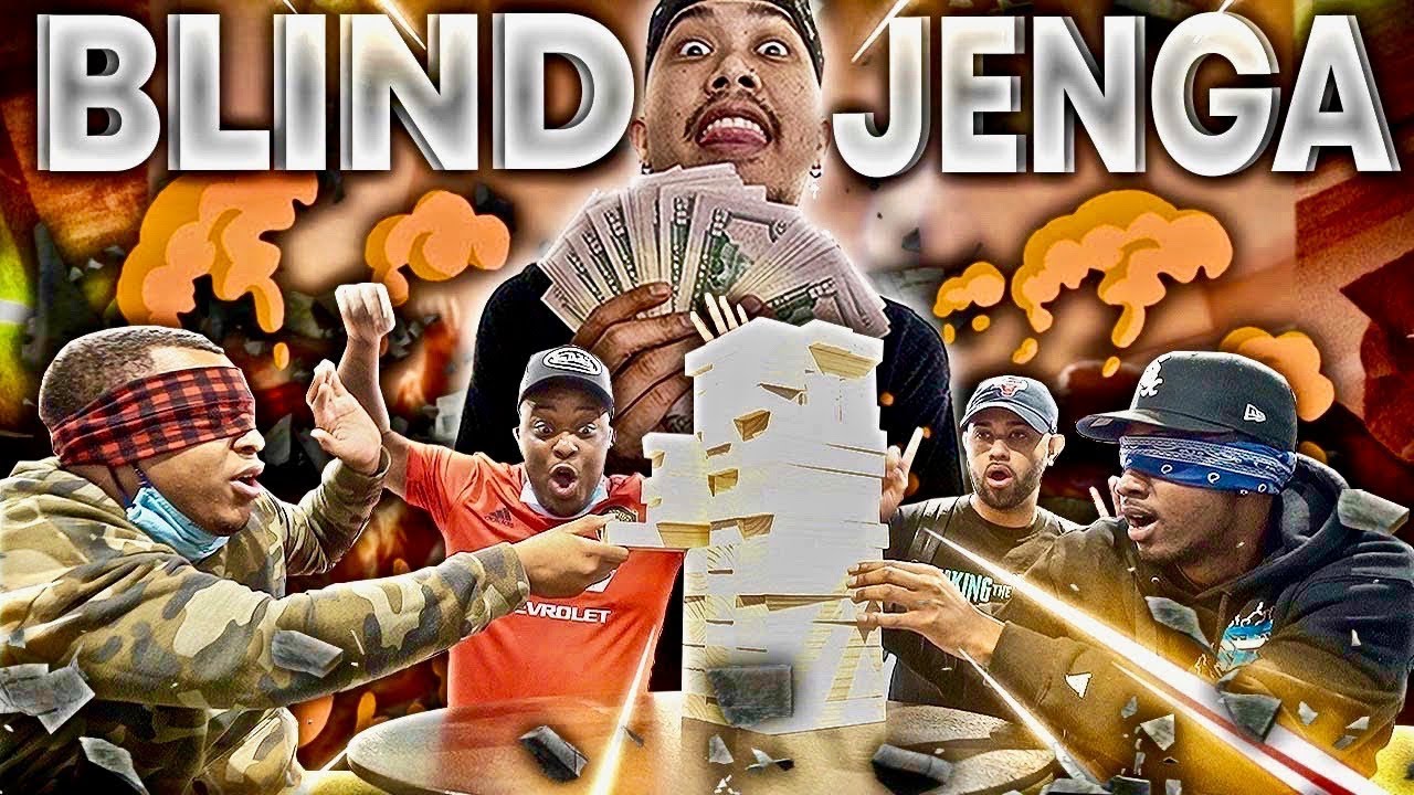 GIANT Blindfolded Jenga Group Challenge! (Winning Team Gets $1000)