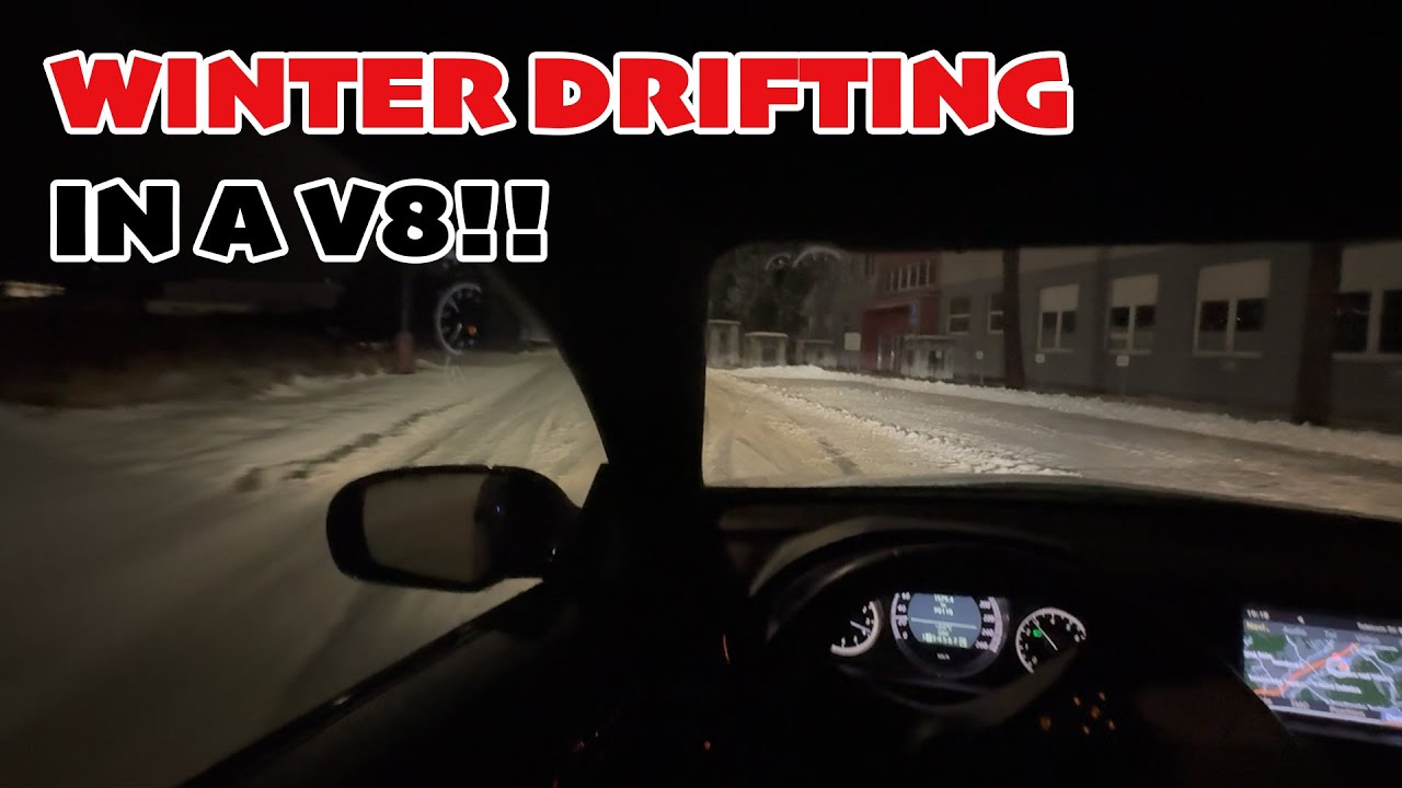 Street winter drifting in my V8 mercedes!!