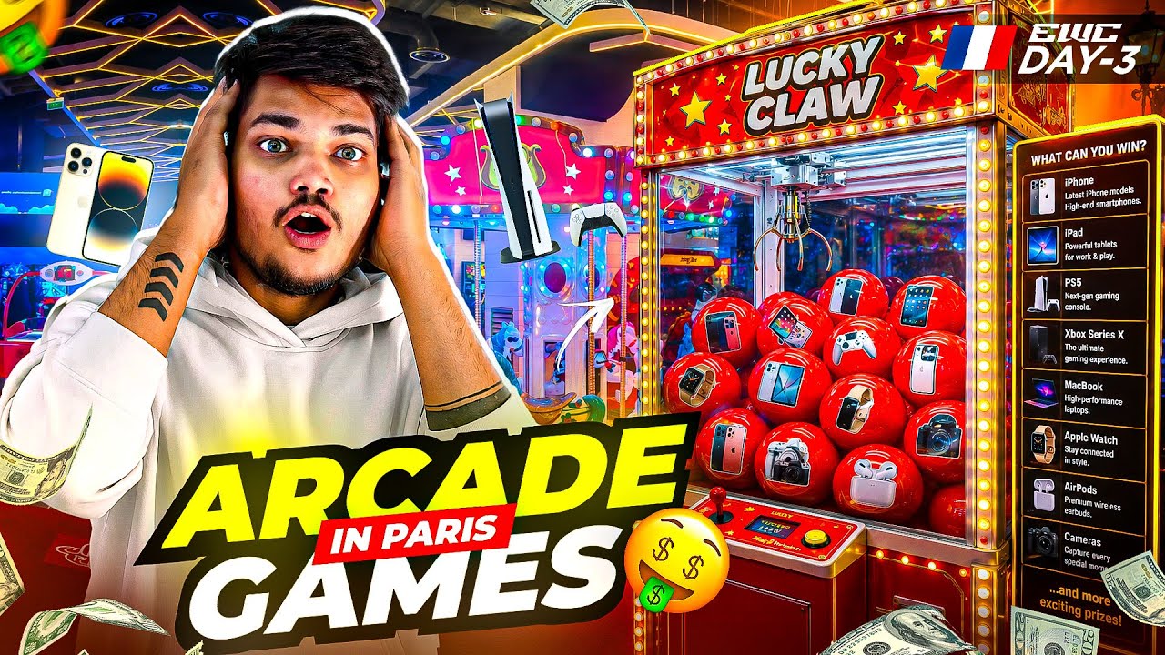 I Got A Free Gift From Claw Machine In Paris !! Ewc Day 3 Team India Is Here- Ritik Jain Vlogs