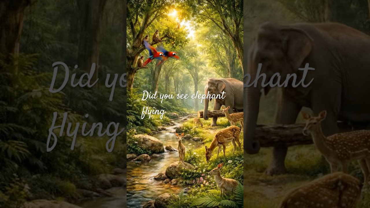 •A small river or forest path 💧With animal in it moving around the forest and birds flying