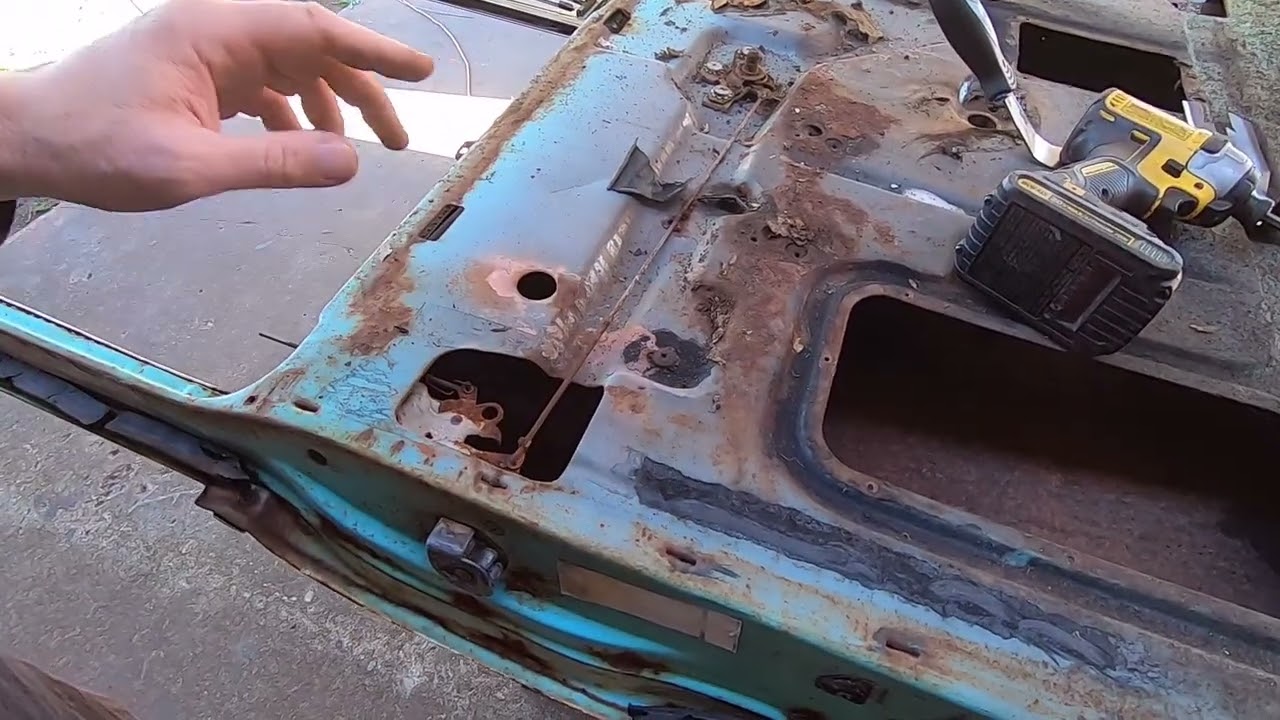 Detailed disassembly of 1956 Chevy sedan door. Also show hardware details