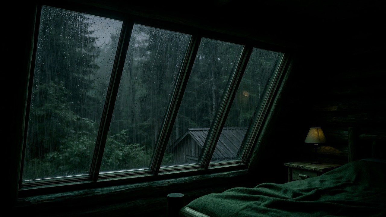 🌧️ Rain on Cabin Window at Night 🌲💤 | Cozy Forest Storm Sounds for Deep Sleep (NO ADS, 9 Hours)