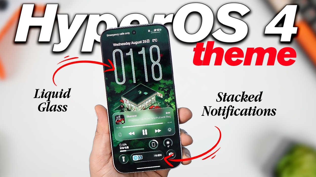 HyperOS 4 Liquid Glass Theme + Stacked Notifications on ANY Xiaomi/Redmi Phone!